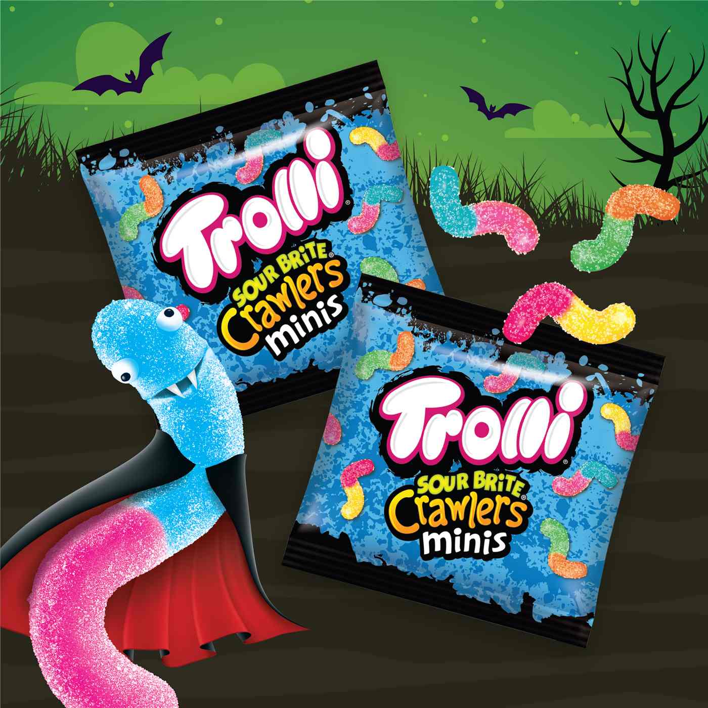 Trolli Sour Brite Crawlers Minis Halloween Candy Treat Packs; image 2 of 4