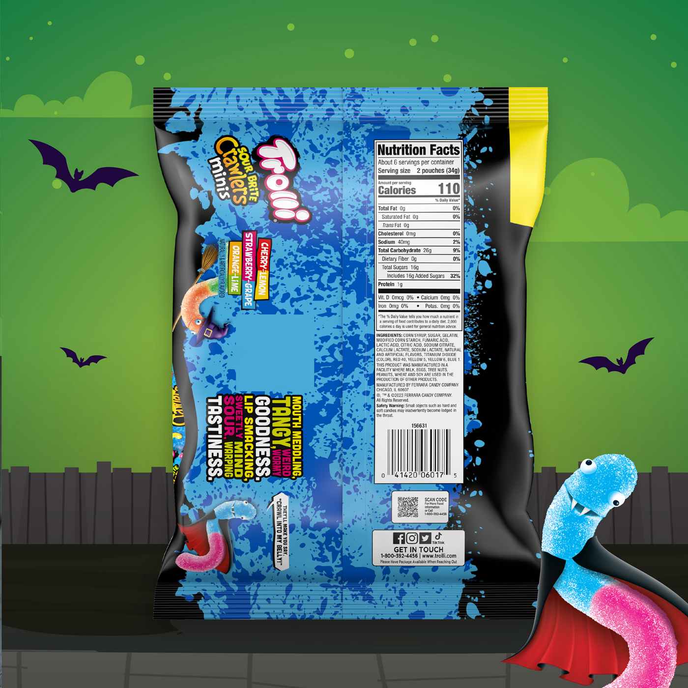 Trolli Sour Brite Crawlers Minis Halloween Candy Treat Packs; image 4 of 4