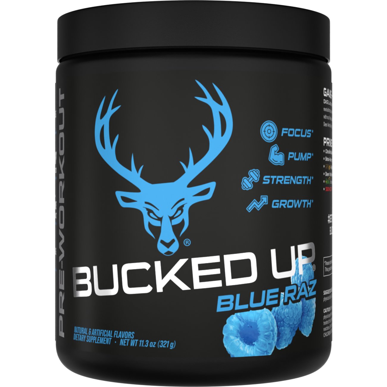 Bucked Up Pre-Workout - Blue Raz, 11.3 oz