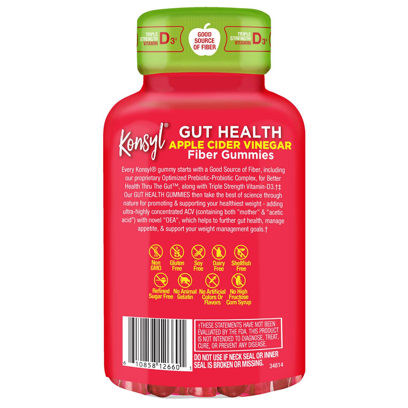 Konsyl Gut Health Apple Cider Vinegar Fiber Gummies; image 2 of 2