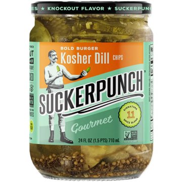 Suckerpunch Gourmet Bold Burger Kosher Kosher Dill Pickle Chips, 24 oz