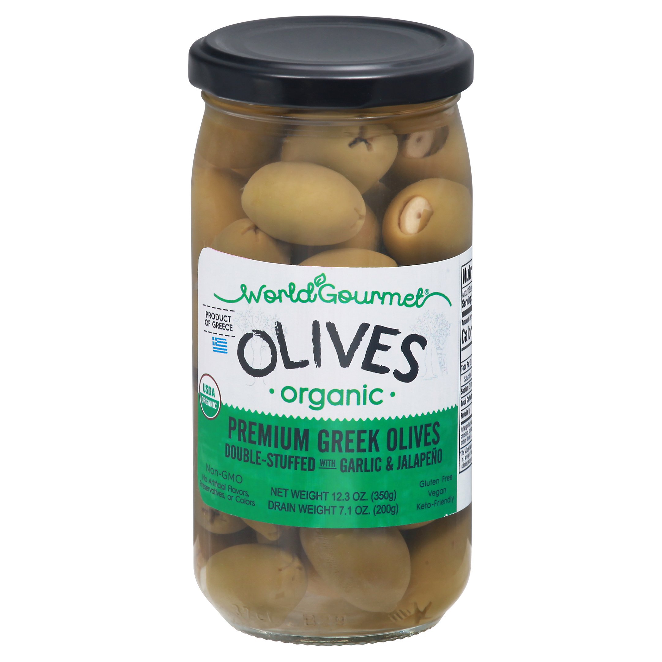 World Gourmet Organic Greek Olives Stuffed with Jalapeno & Garlic