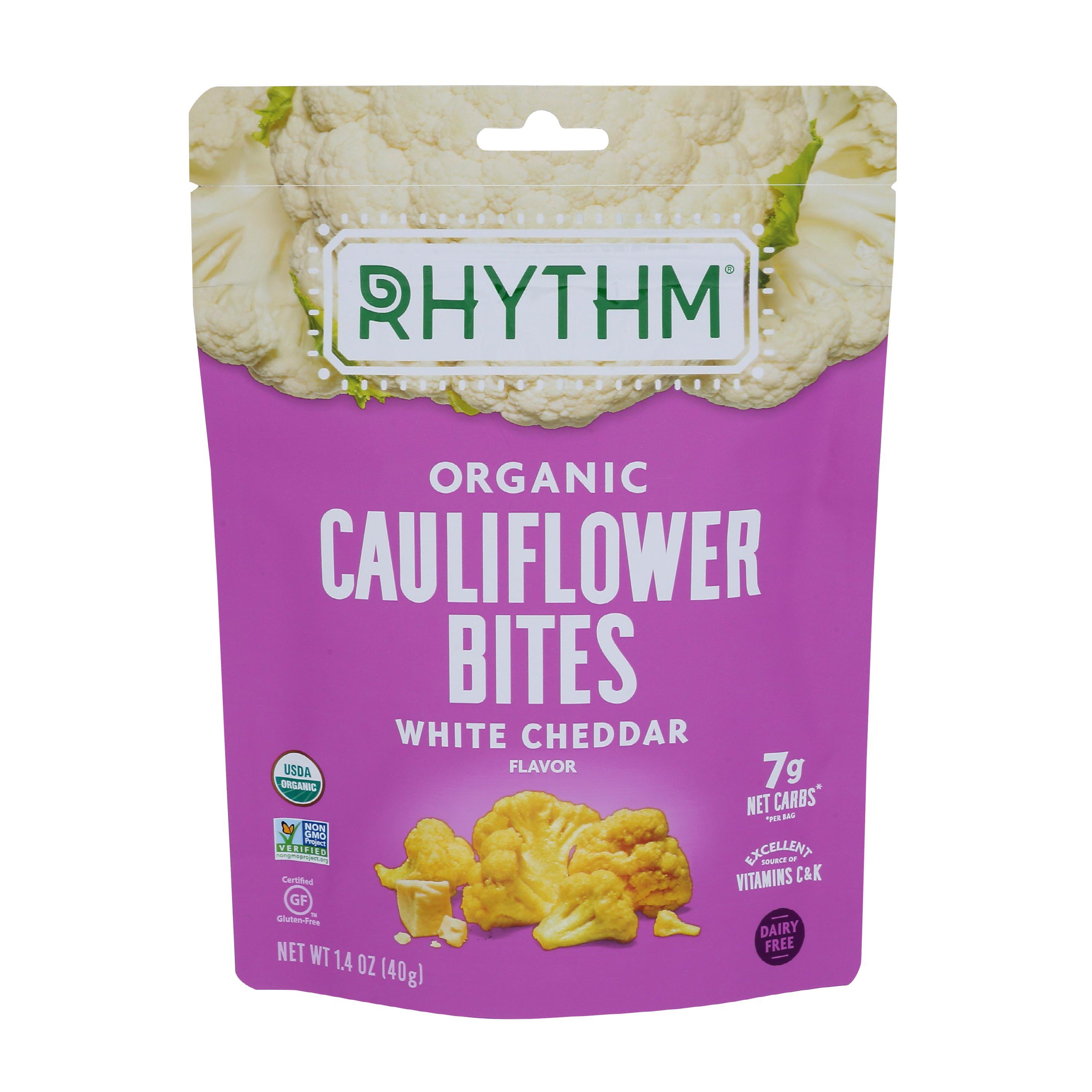 Rhythm White Cheddar Organic Cauliflower Bites Shop Chips at HEB