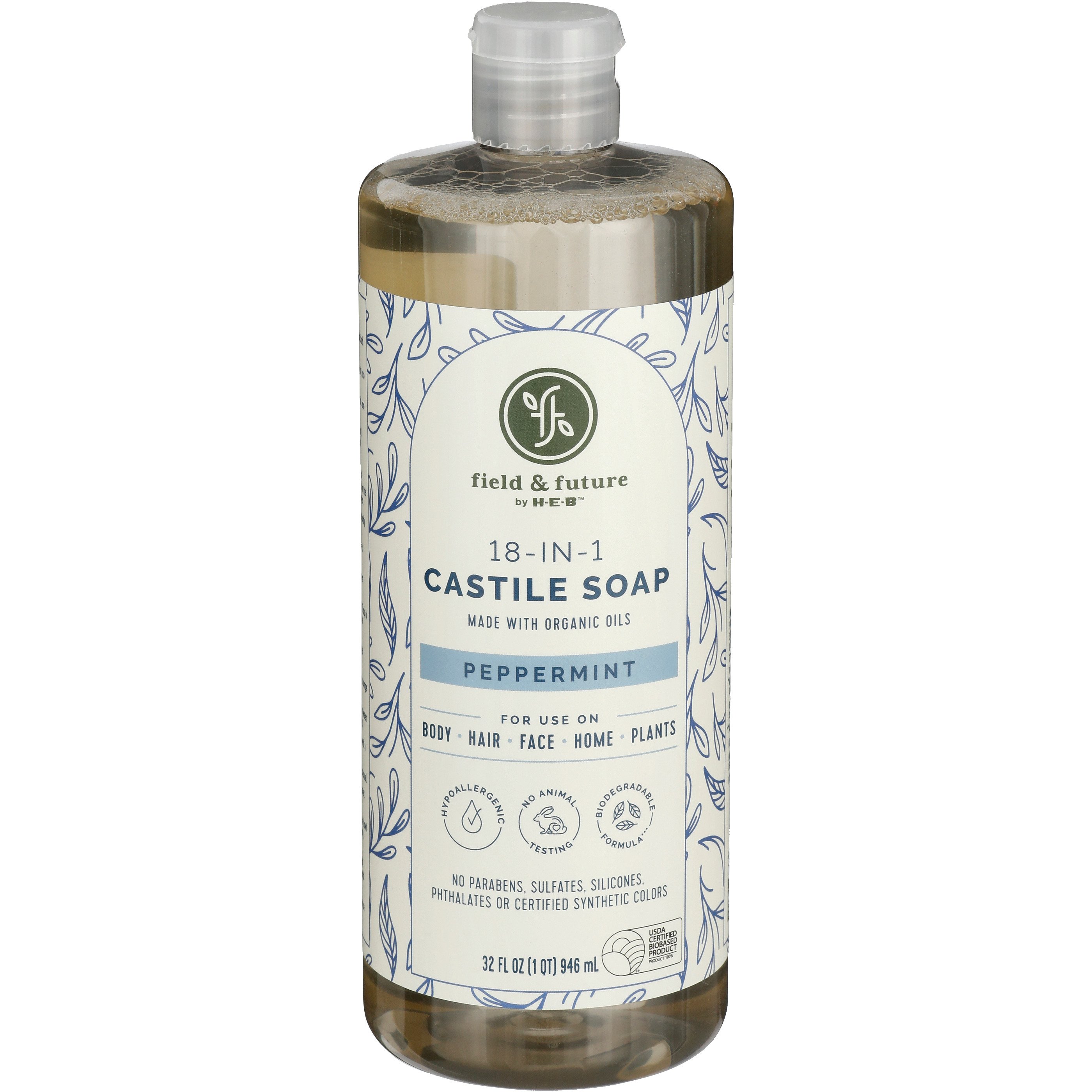 Field & Future by H-E-B Liquid Castile Soap - Peppermint - Shop Bath & Skin  Care at H-E-B