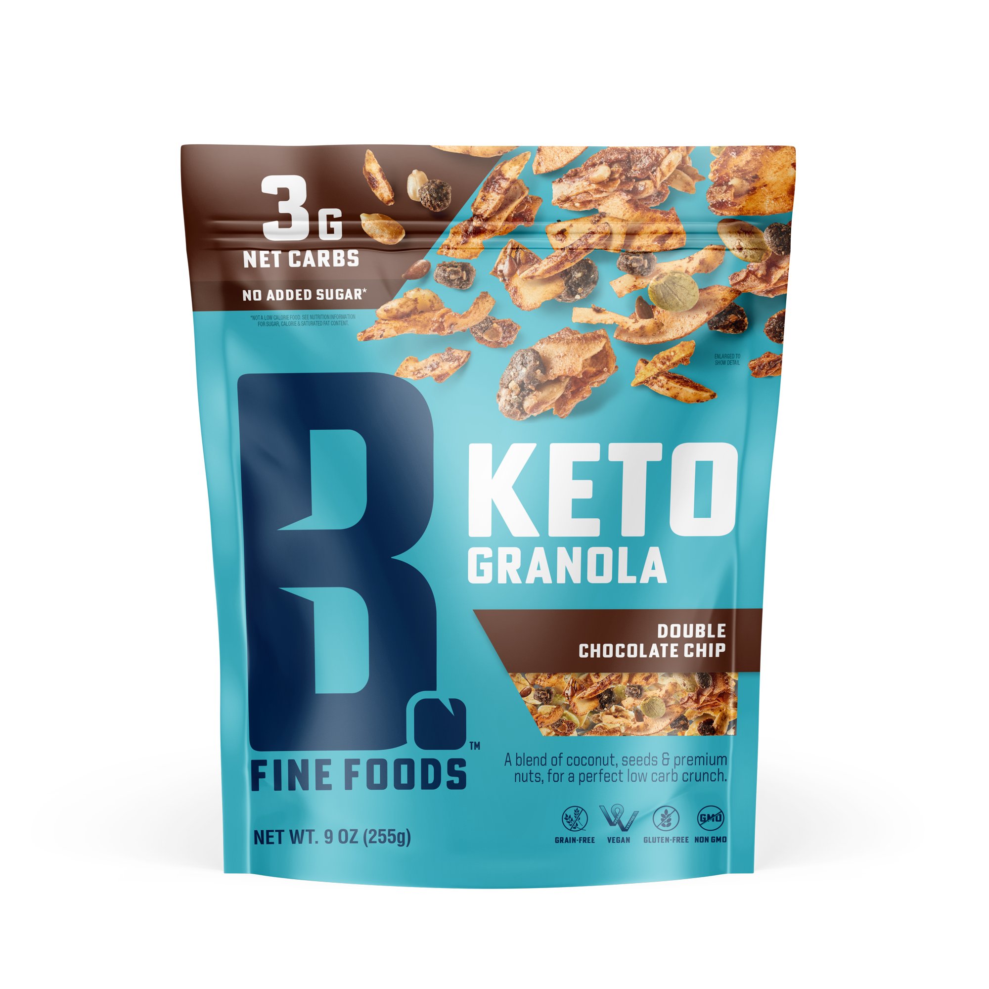 B Fine Foods Double Chocolate Chip Keto Granola Shop Granola & snack