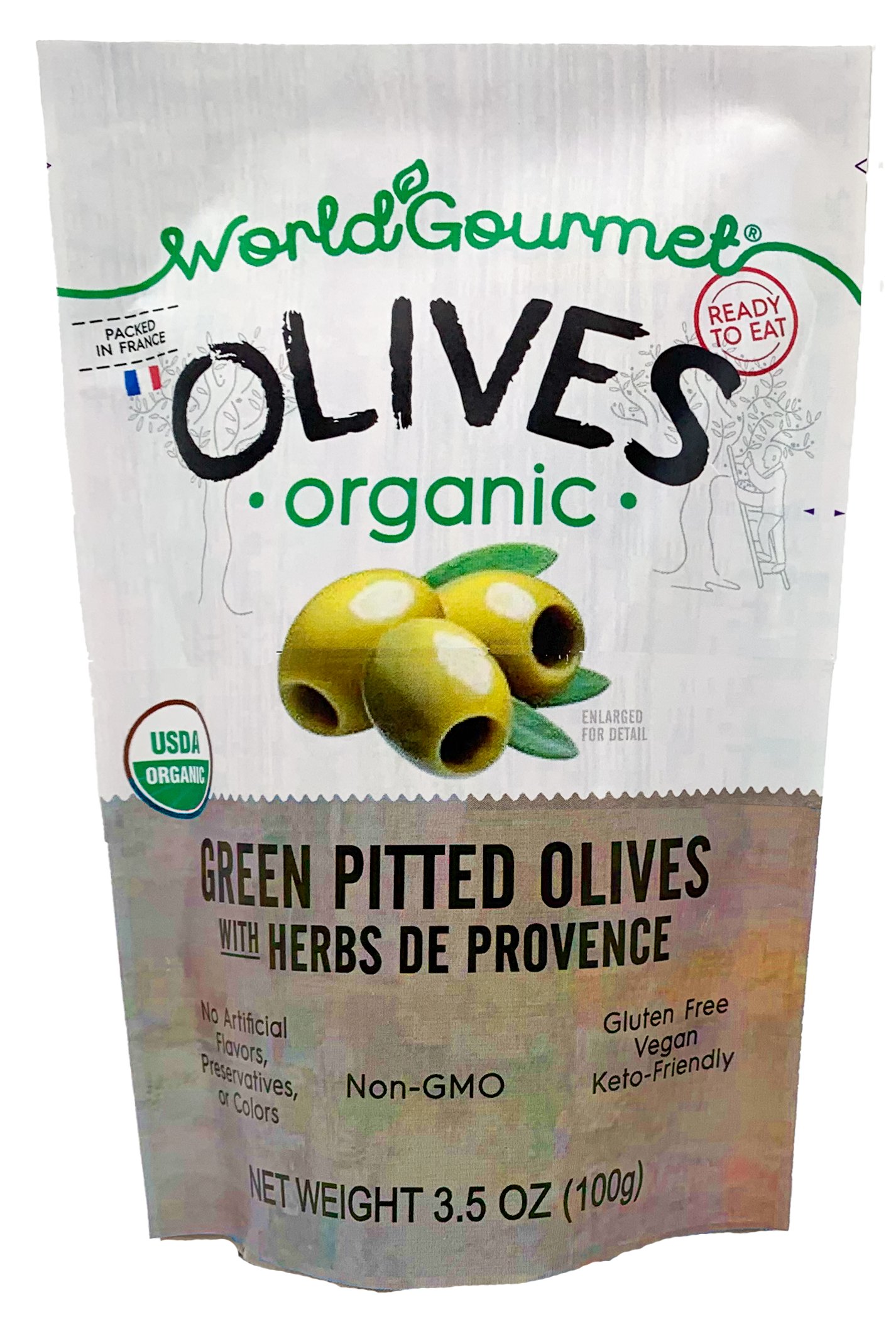 World Gourmet Organic Pitted Green Olives with Herbs de Provence Shop