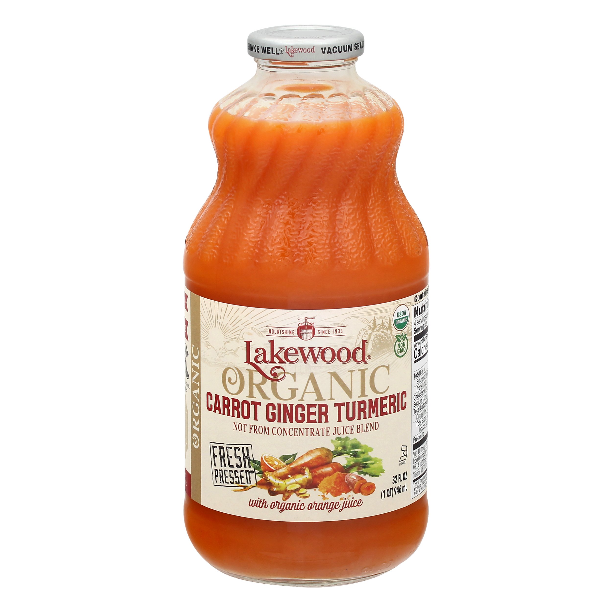 Lakewood Organic Carrot Ginger with Turmeric Juice, 32 oz