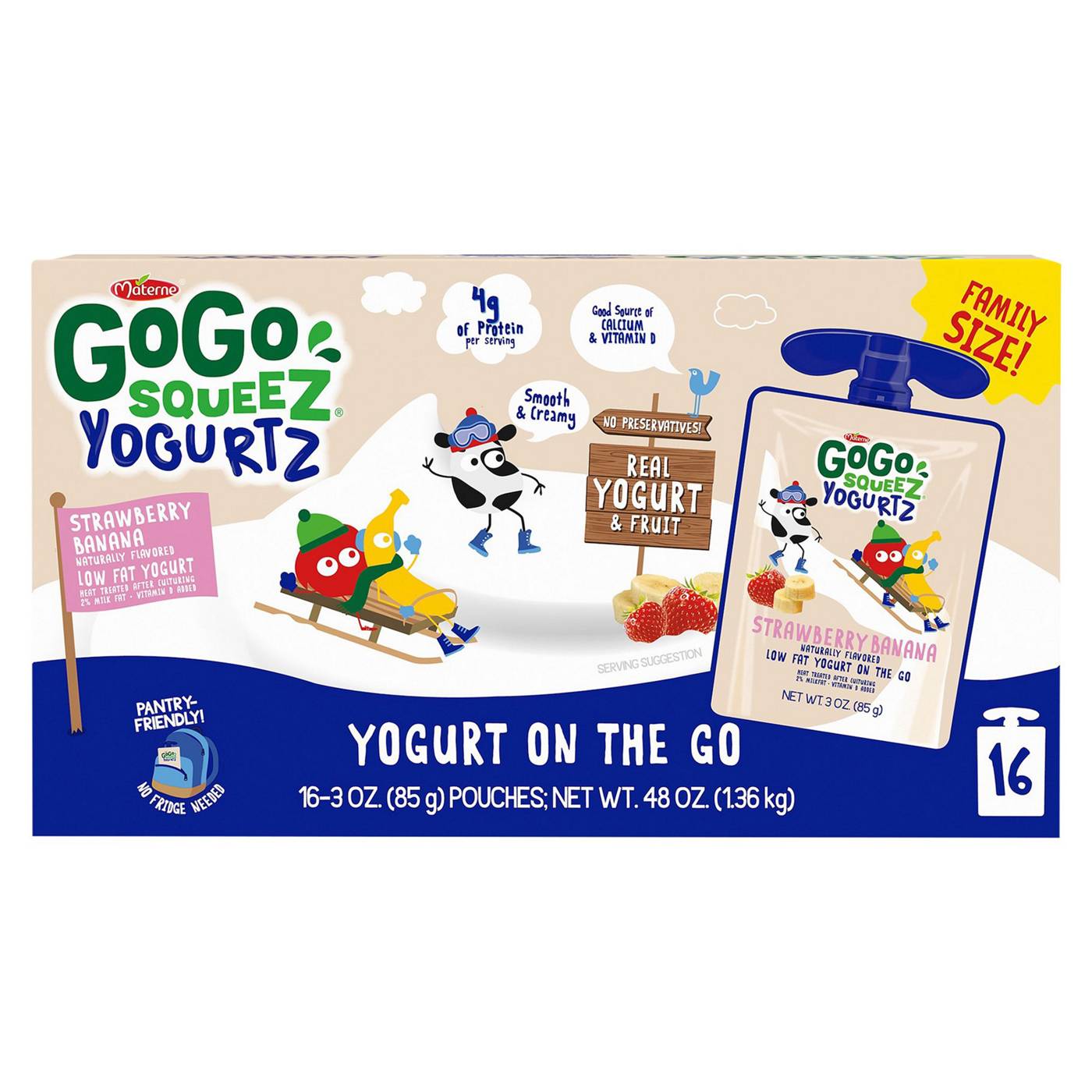 GoGo squeeZ Yogurtz Strawberry Banana Yogurt on the Go; image 1 of 3