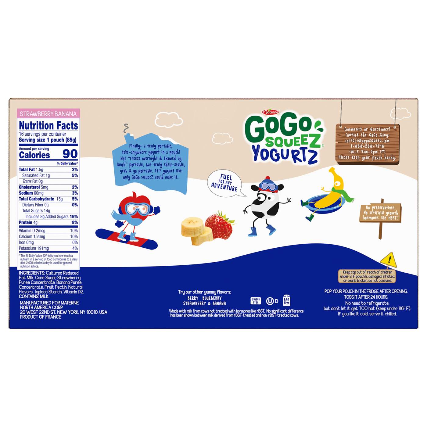 GoGo squeeZ Yogurtz Strawberry Banana Yogurt on the Go; image 2 of 3