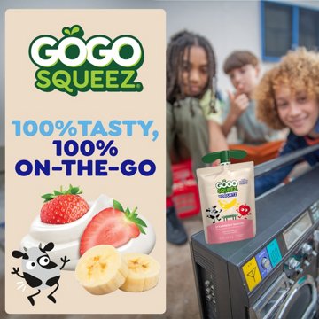 GoGo squeeZ yogurtZ Low Fat Strawberry Banana Yogurt Snack Pouches, 16 ct