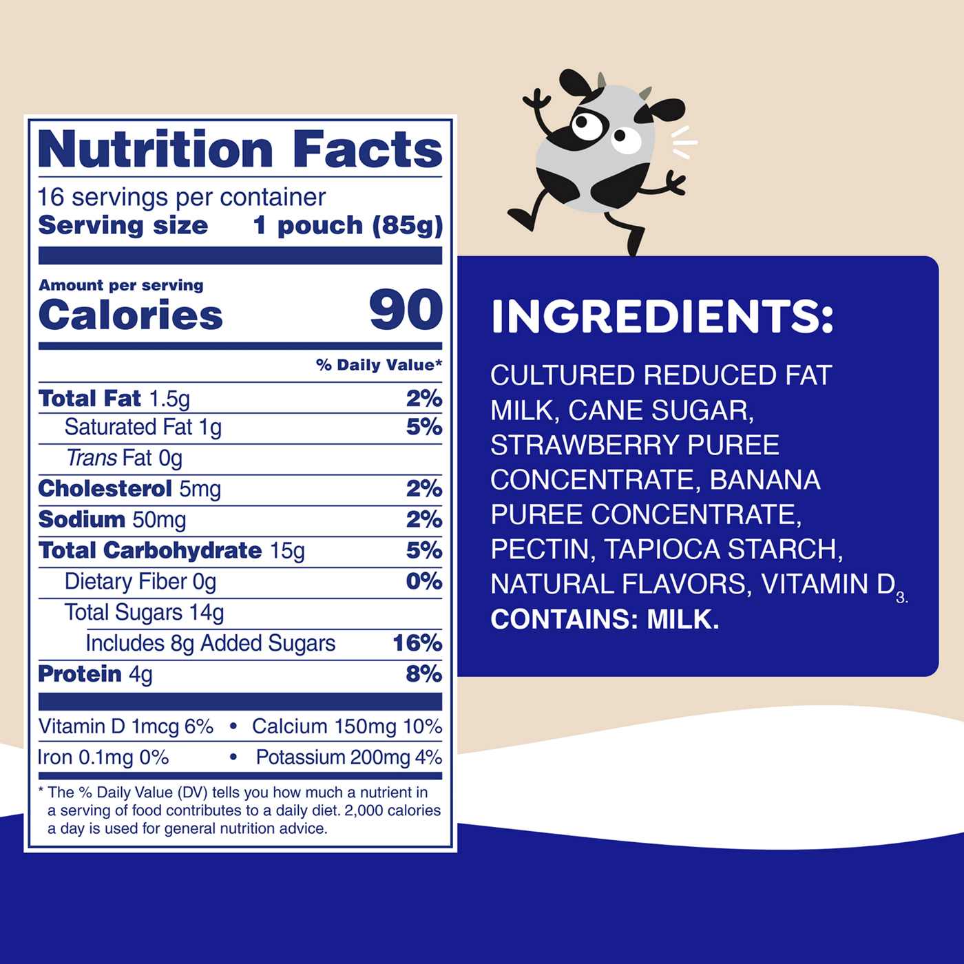 GoGo squeeZ yogurtZ Low Fat Strawberry Banana Yogurt Snack Pouches; image 5 of 9