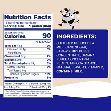 GoGo squeeZ yogurtZ Low Fat Strawberry Banana Yogurt Snack Pouches, 16 ct