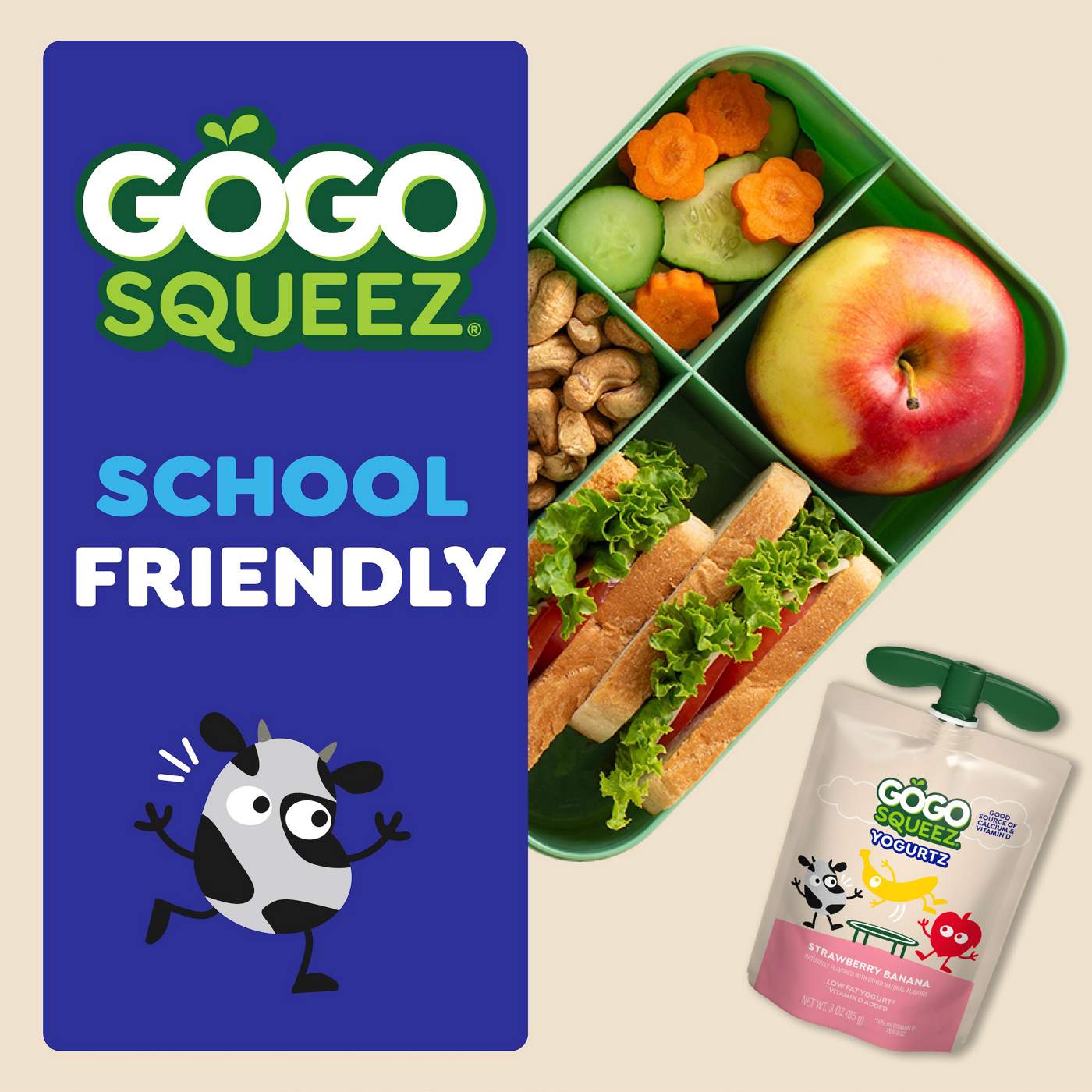 GoGo squeeZ yogurtZ Low Fat Strawberry Banana Yogurt Snack Pouches; image 7 of 9