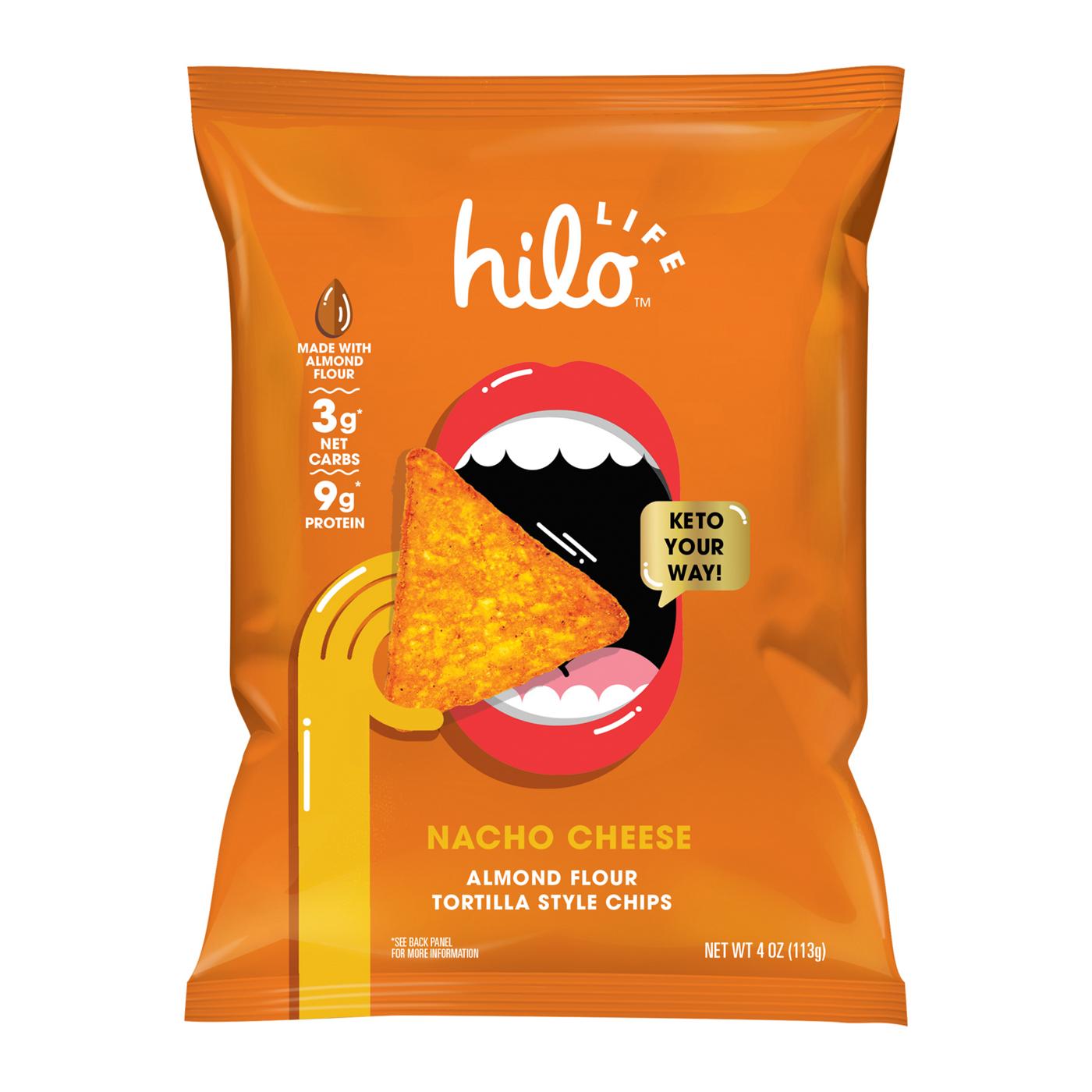 Hilo Life Nacho Cheese Tortilla Style Almond Flour Chips; image 1 of 2