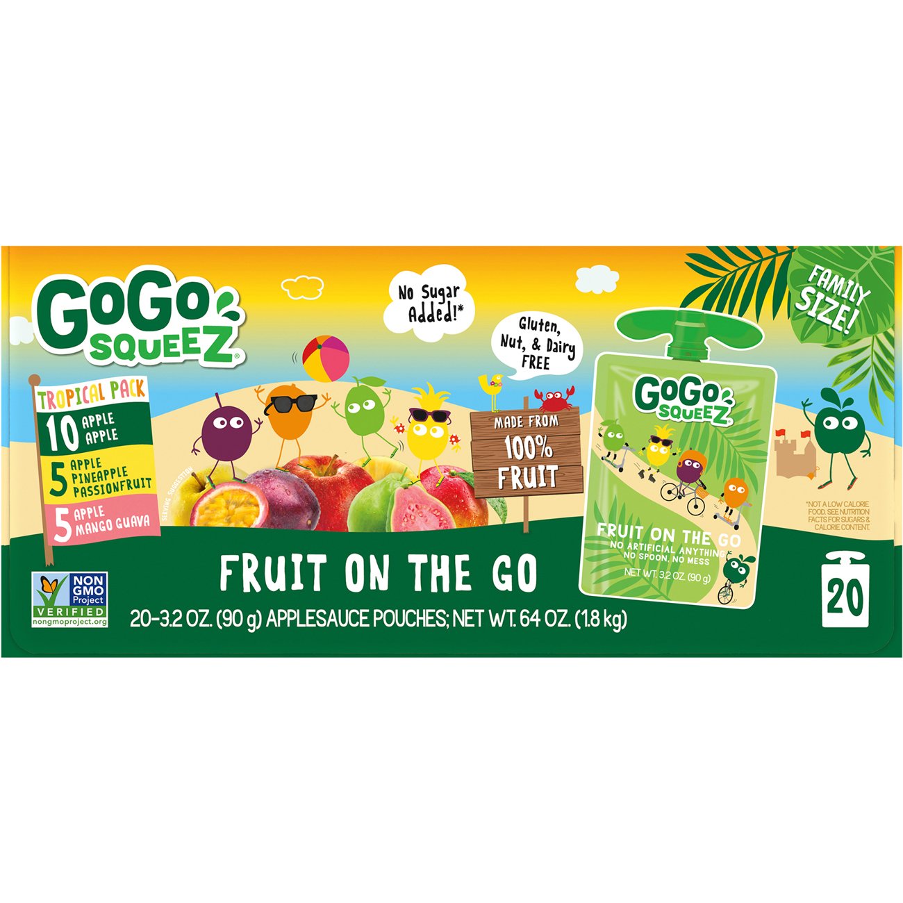 GoGo squeeZ No Sugar Added TropicalZ Apple Pineapple Guava