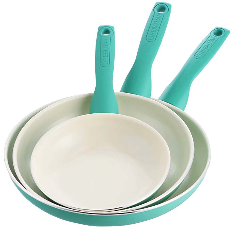GreenPan Rio Collection Ceramic Nonstick Fry Pan Set - Turquoise