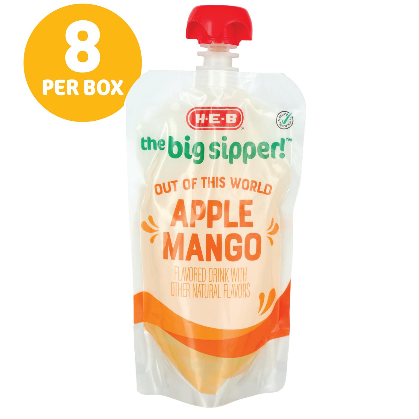 H-E-B The Big Sipper! Kid’s Juice Drink 6 oz Pouches – Out of This World Apple Mango; image 2 of 7