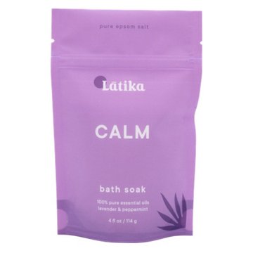 Latika Body Essentials Calm Salt Bath Soak Made With Pure Essential Oils, 4 oz