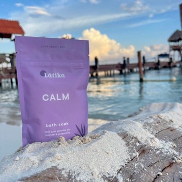 Latika Body Essentials Calm Salt Bath Soak Made With Pure Essential Oils, 4 oz
