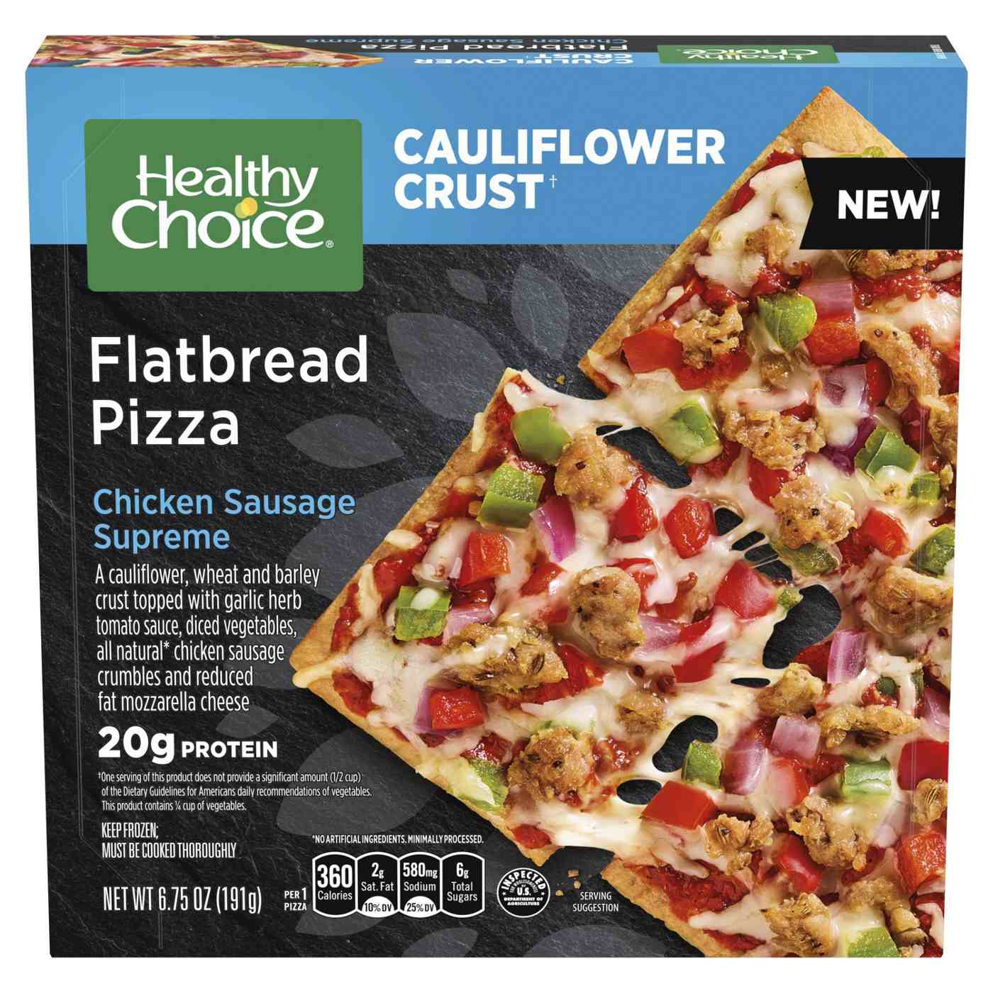 Healthy Choice Cauliflower Flatbread Frozen Pizza Chicken Sausage