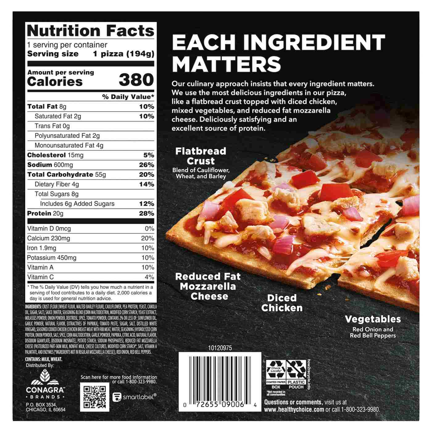 Healthy Choice Frozen Flatbread Pizza - BBQ-Seasoned Chicken; image 7 of 7