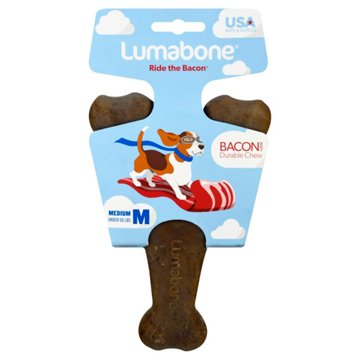 Lumabone Medium Bacon Wishbone Dog Chew Toy