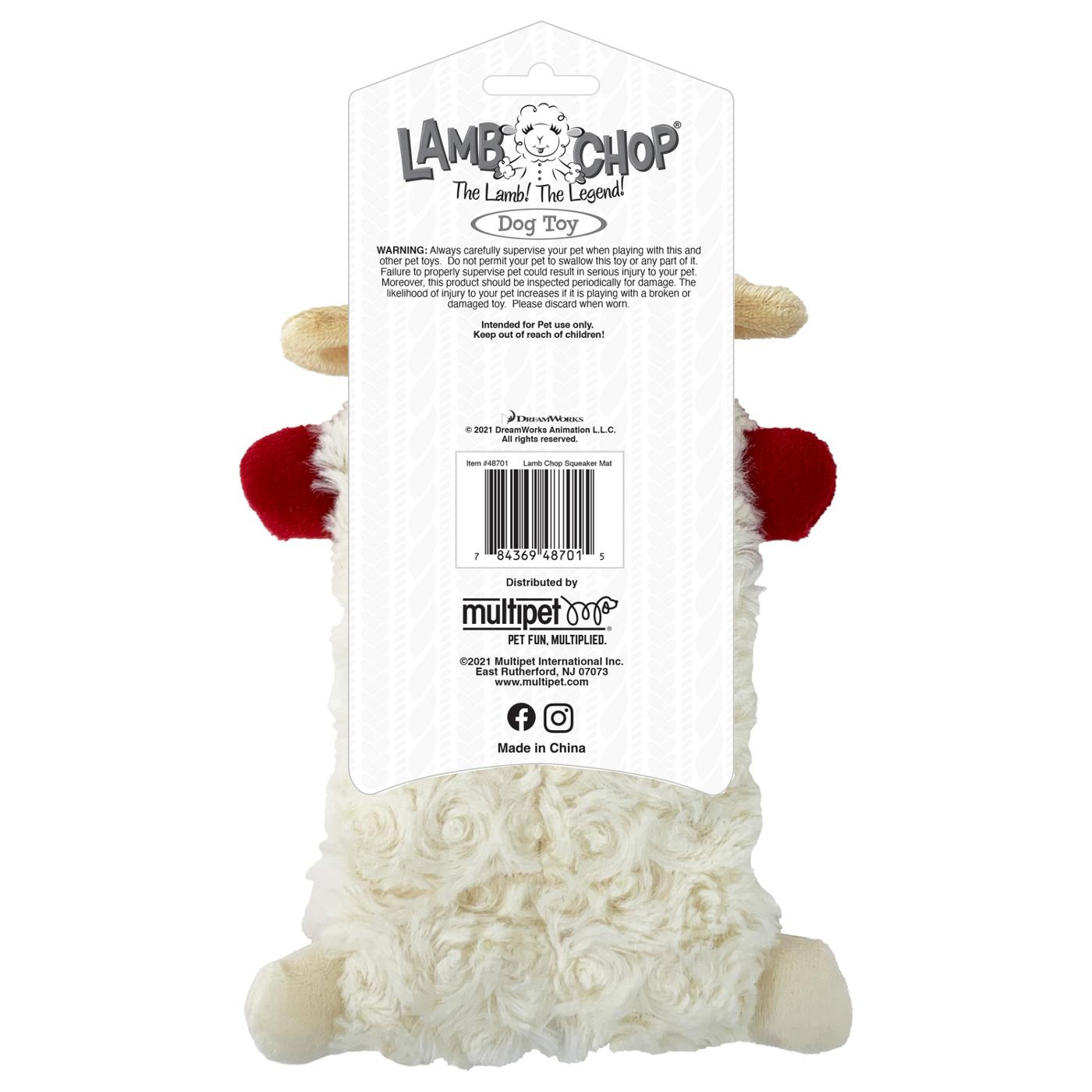 Multipet 9 Inch Lamb Chop Squeaker Mat Dog Toy; image 2 of 2