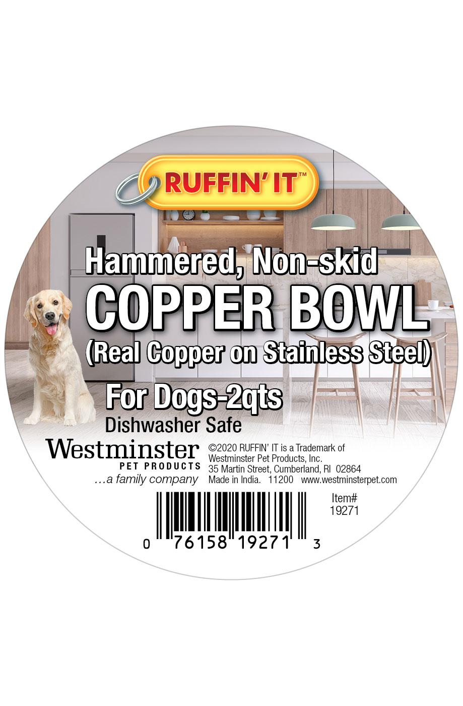 Ruffin' It 2 Quarts Copper Non-Skid Stainless Steel Pet Bowl; image 2 of 2