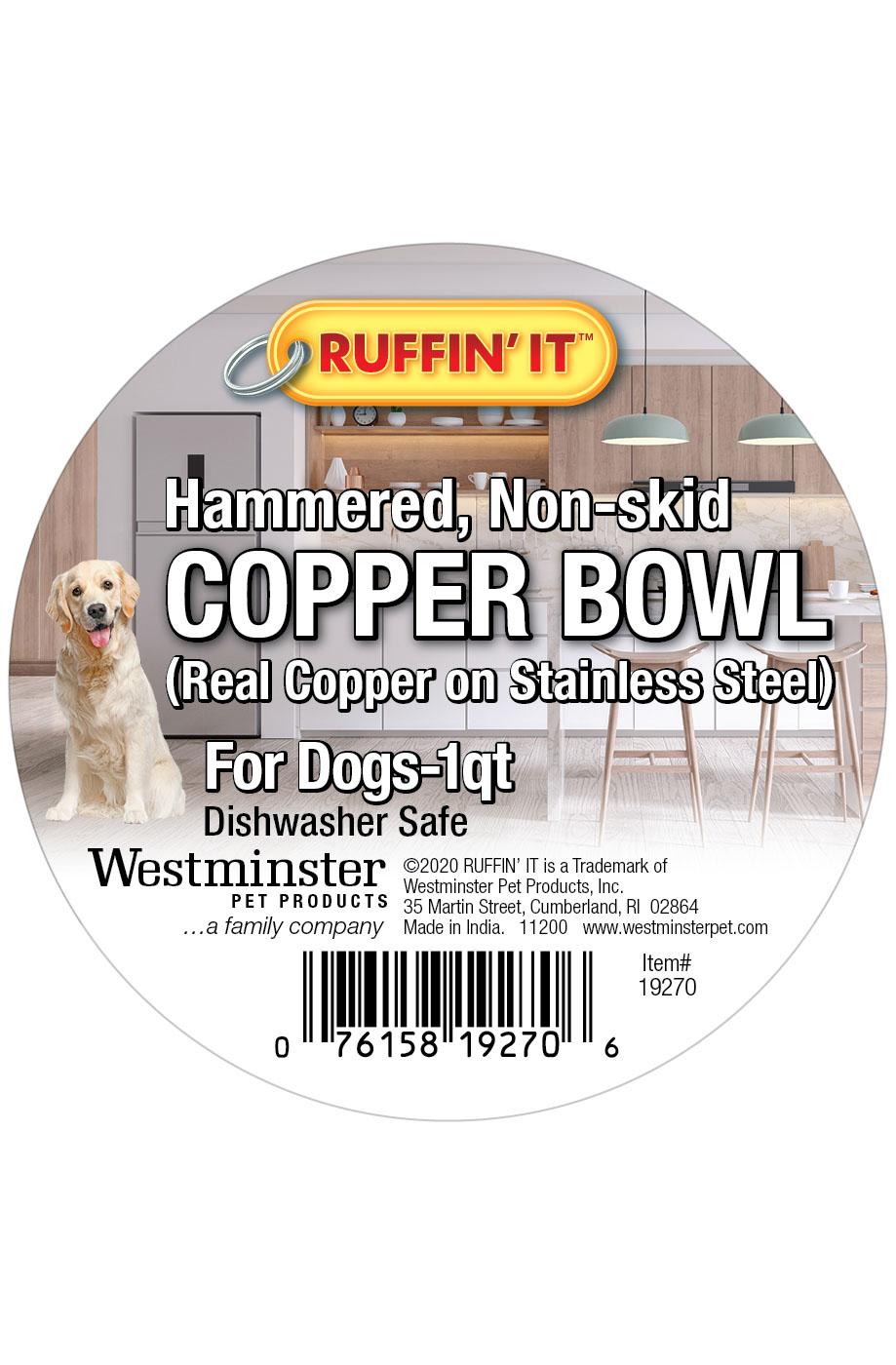Ruffin' It 1 Quart Copper Non-Skid Stainless Steel Pet Bowl; image 2 of 2