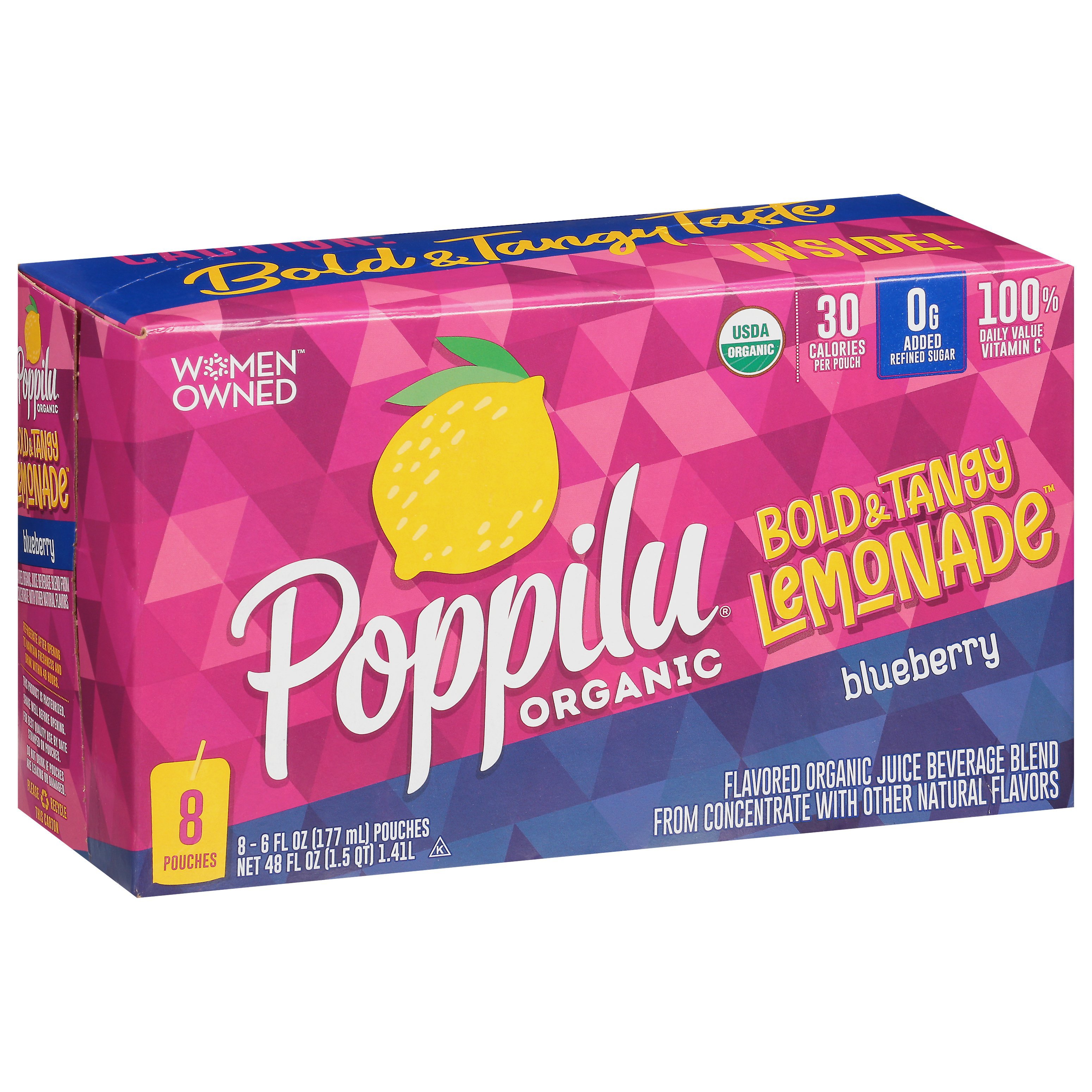 Poppilu Organic Blueberry Lemonade Juice 6 oz Pouches Shop Juice at HEB