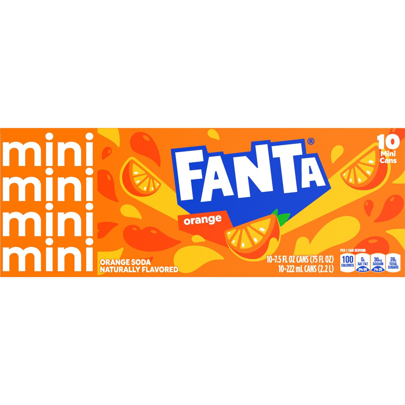 Fanta Orange Soda Soft Drink Fridge Pack 10 pk Mini Cans; image 1 of 7