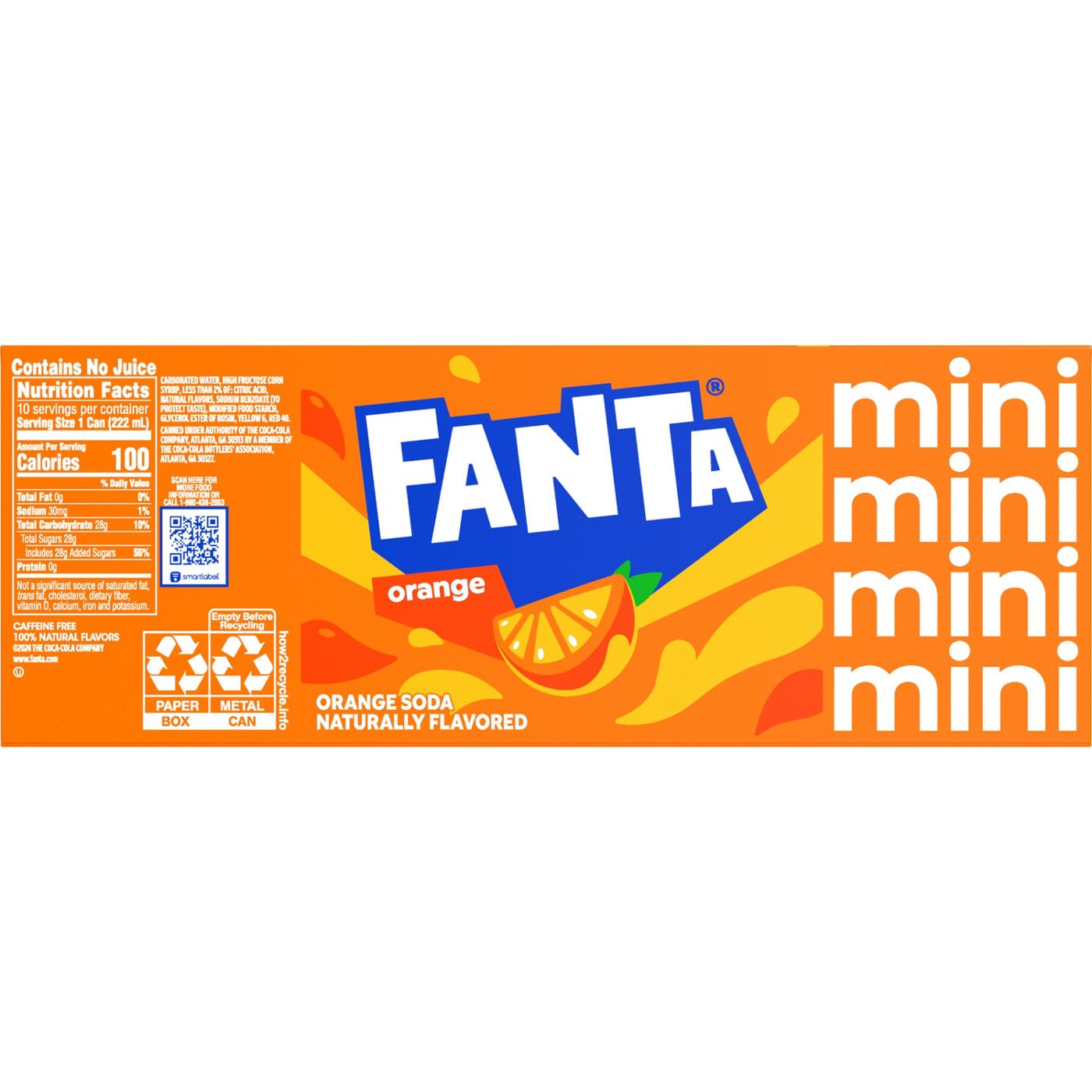 Fanta Orange Soda Soft Drink Fridge Pack 10 pk Mini Cans; image 7 of 7
