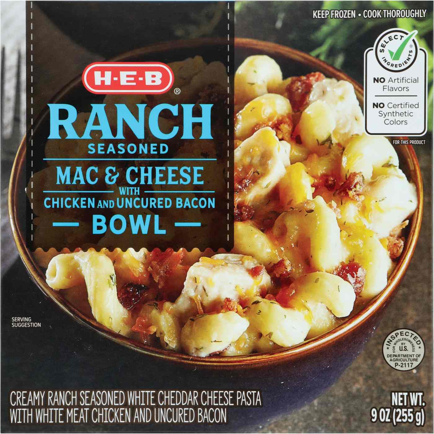 H-E-B Chicken Bacon Ranch Mac & Cheese Bowl Frozen Meal; image 1 of 2