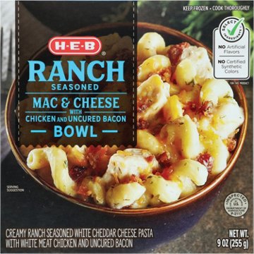 H-E-B Chicken Bacon Ranch Mac & Cheese Bowl Frozen Meal, 9 oz