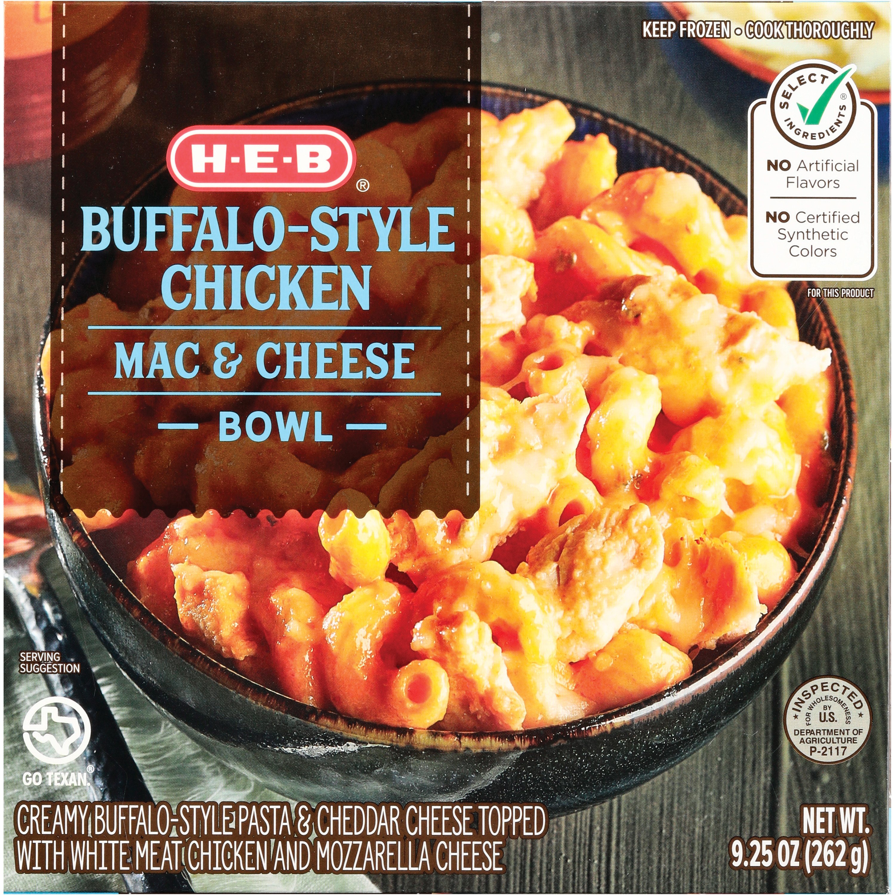 H-E-B Buffalo-Style Chicken Mac & Cheese Bowl Frozen Meal, 9.25 oz