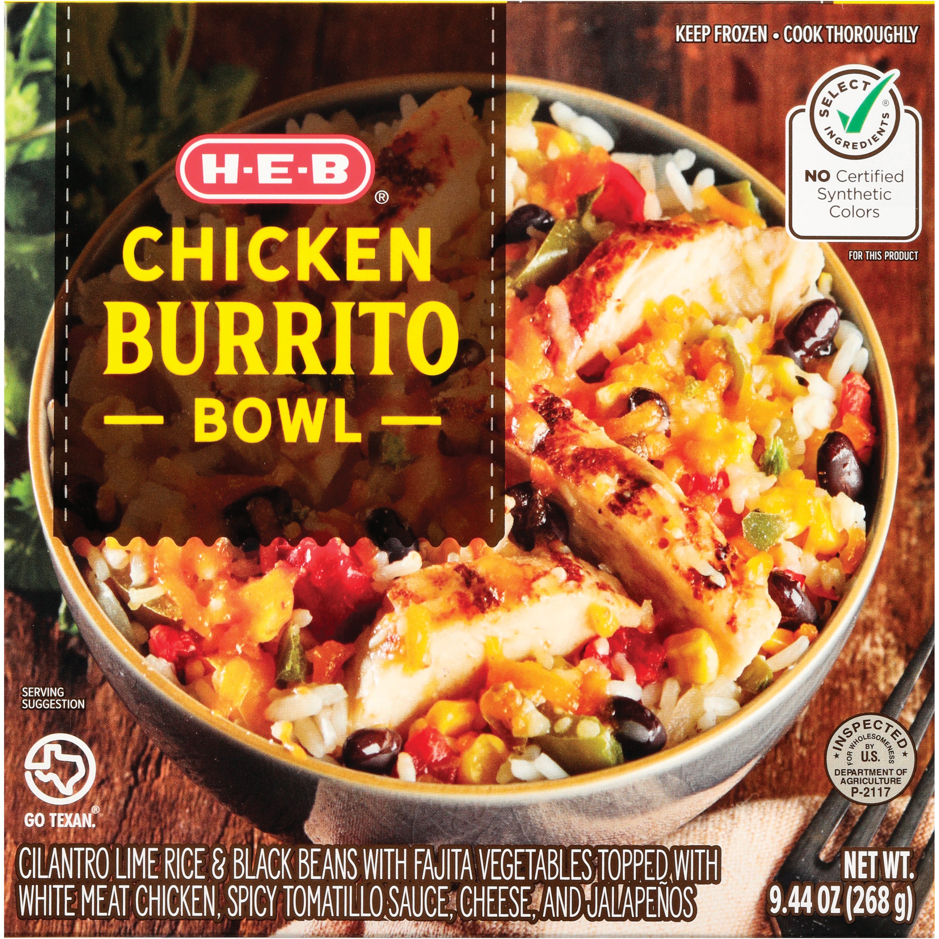 H-E-B Chicken Burrito Bowl Frozen Meal, 9.44 oz