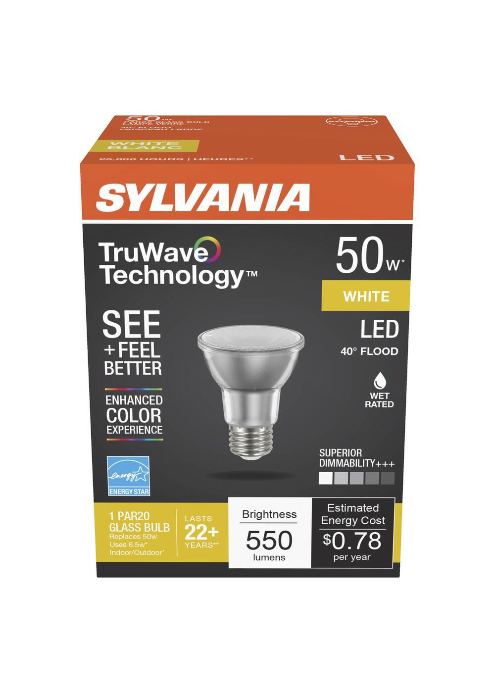 Sylvania TruWave 50 Watt PAR20 LED Flood Light Bulb White Shop