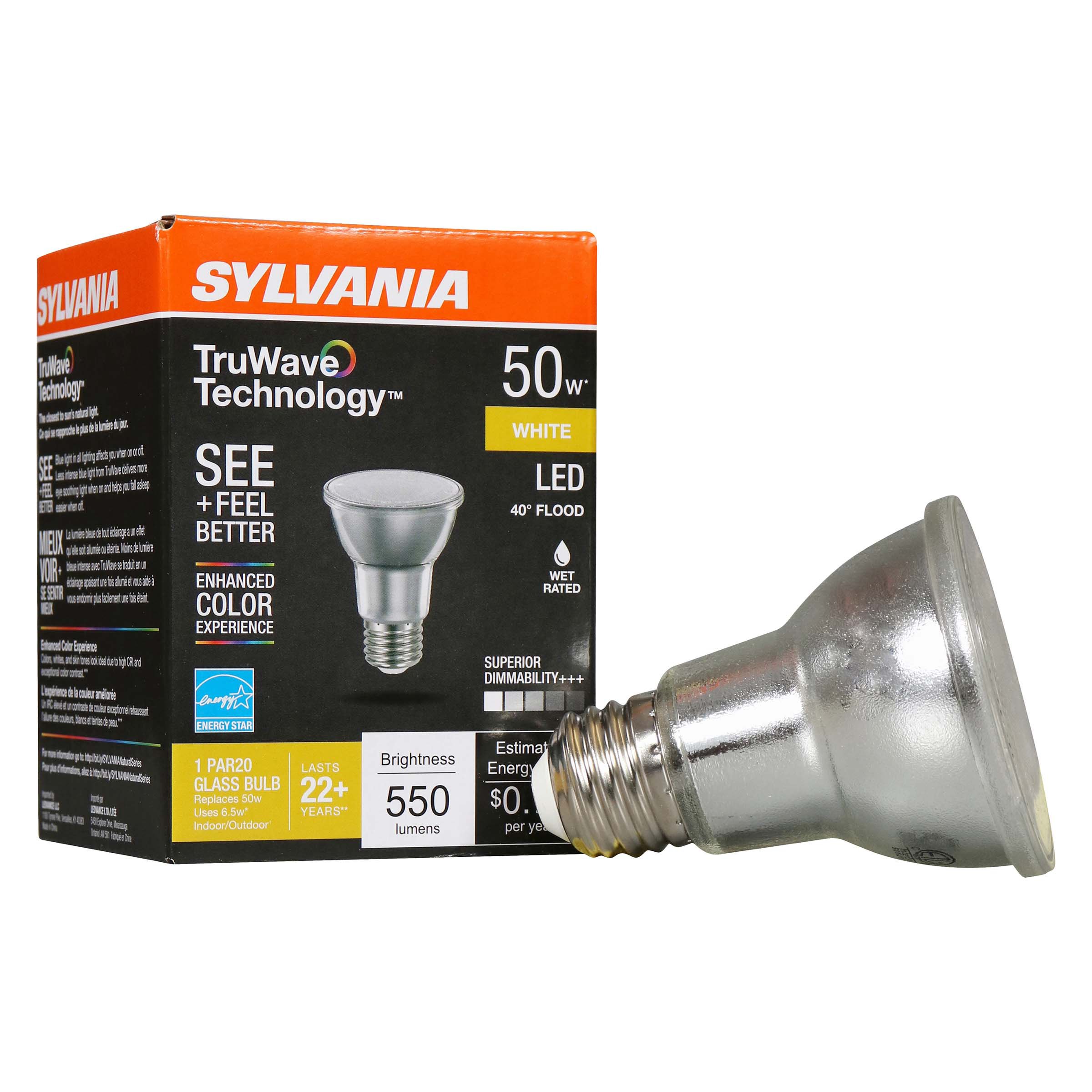 Sylvania TruWave 50-Watt PAR20 LED Flood Light Bulb - White - Shop ...