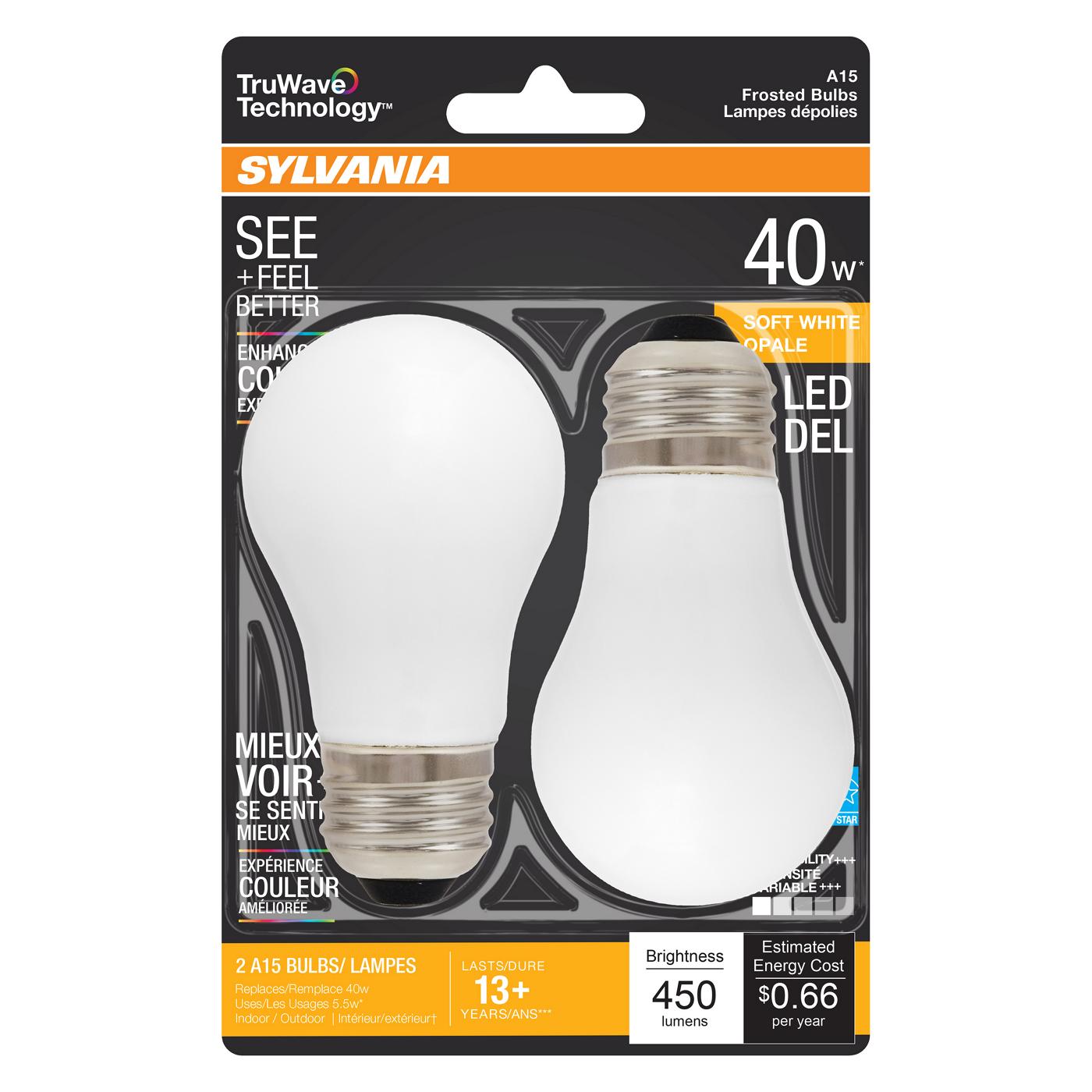 Sylvania TruWave A15 40-Watt Frosted LED Light Bulbs - Soft White; image 1 of 3