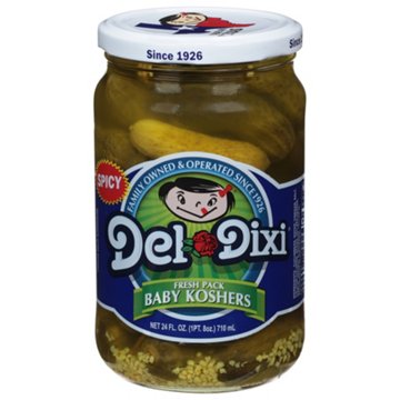 Del Dixi Baby Kosher Spicy Pickles, 24 oz