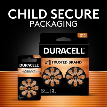 Duracell Size 312 Hearing Aid Batteries, 16 pk