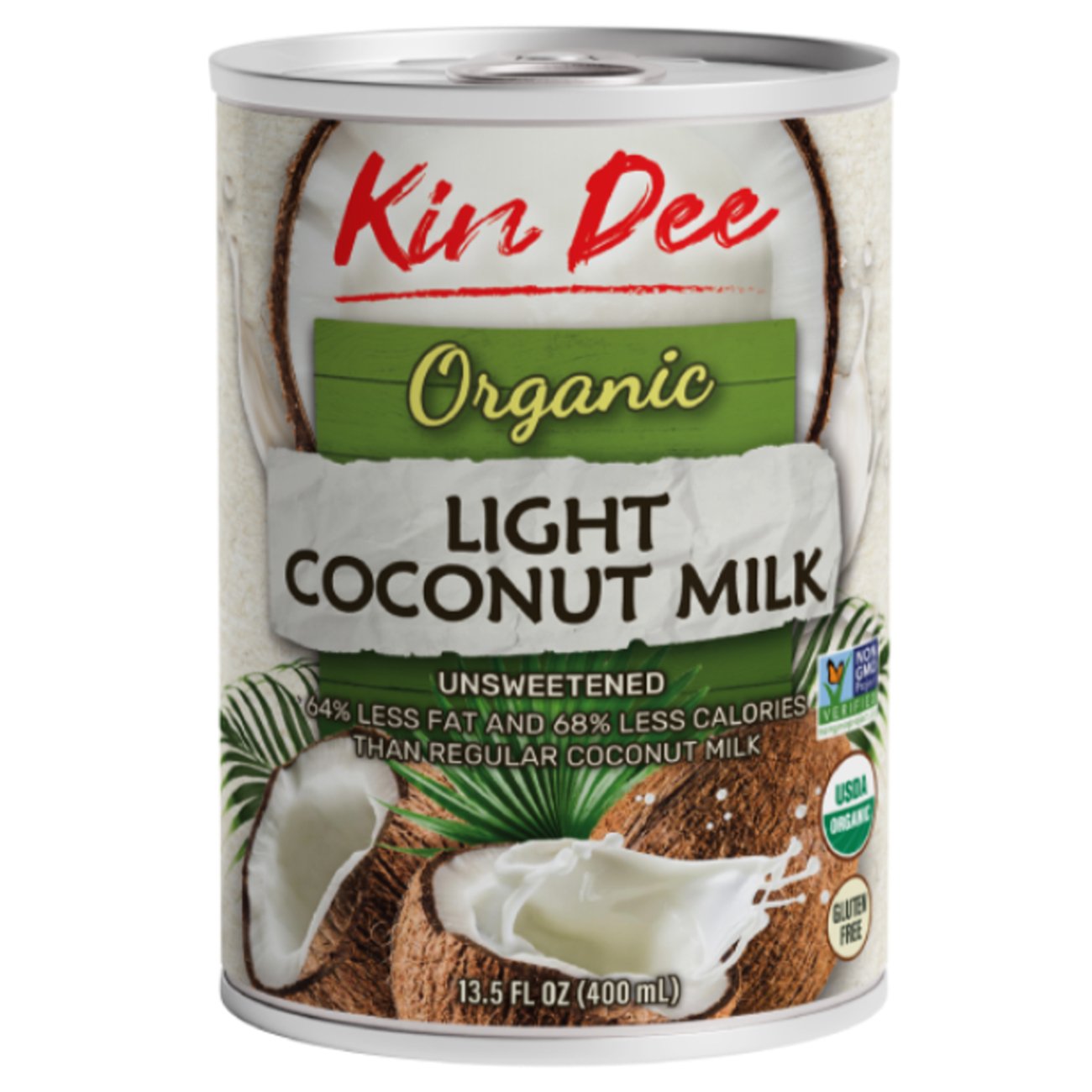 Kin Dee Organic Unsweetened Light Coconut Milk, 13.5 oz