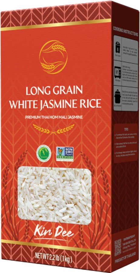 Kin Dee Premium Thai Hom Mali Long Grain White Jasmine Rice, 2.2 lb ...