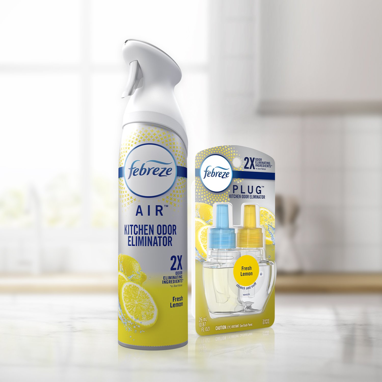 Febreze Air Effects Kitchen Odor Fighter Air Freshener Room Spray - Fresh  Lemon Scent