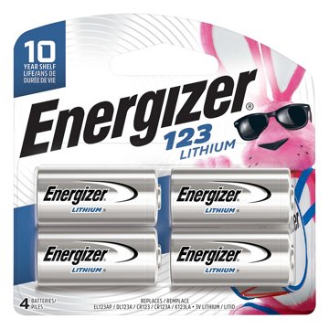 Energizer 123 Lithium Batteries, 4 pk