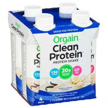 Orgain Clean 20g Protein Shakes 4 pk Bottles - Vanilla Bean, 11 oz