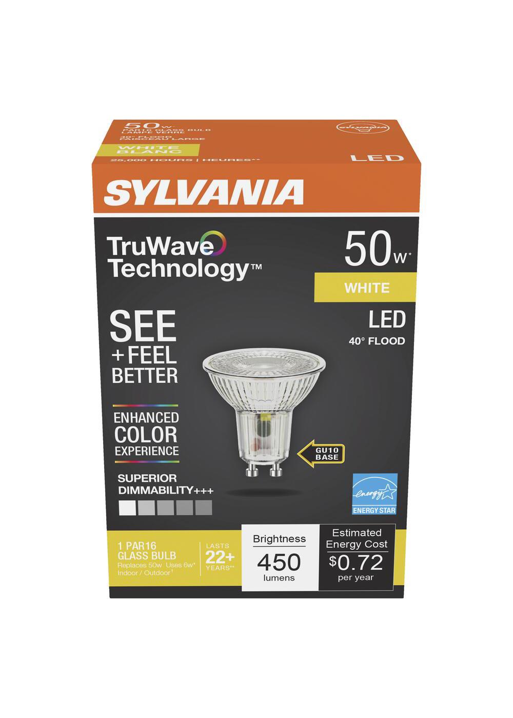 Sylvania TruWave PAR16 50-Watt LED Flood Light Bulb - White - Shop Light  bulbs at H-E-B, image size:1000x1000