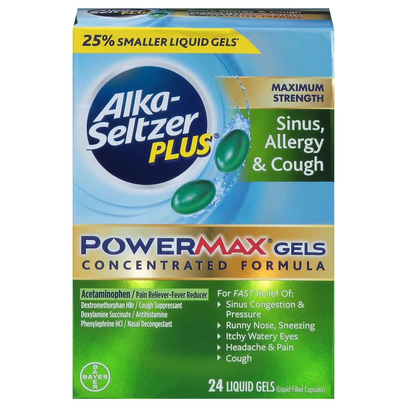 Alka-Seltzer Plus Maximum Strength Sinus Allergy & Cough PowerMax Gels ...