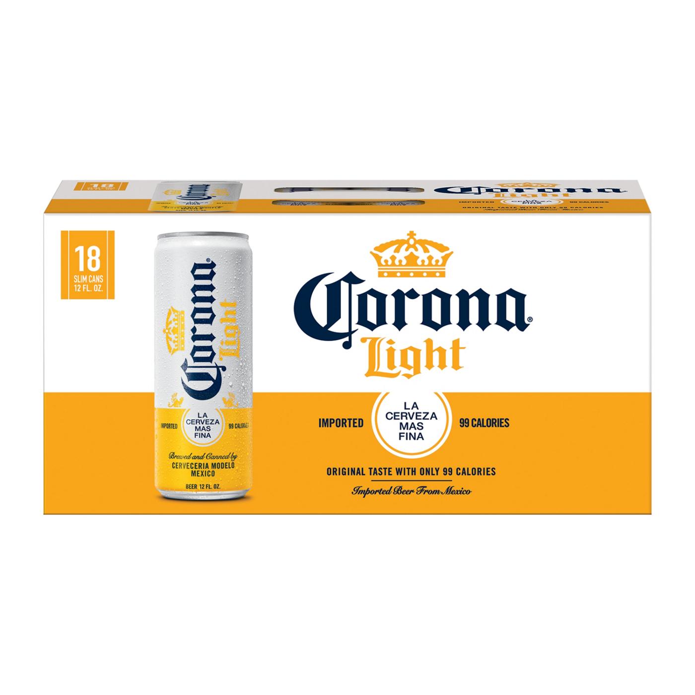 Corona Light Mexican Lager Import Light Beer 12 oz Cans, 18 pk Shop