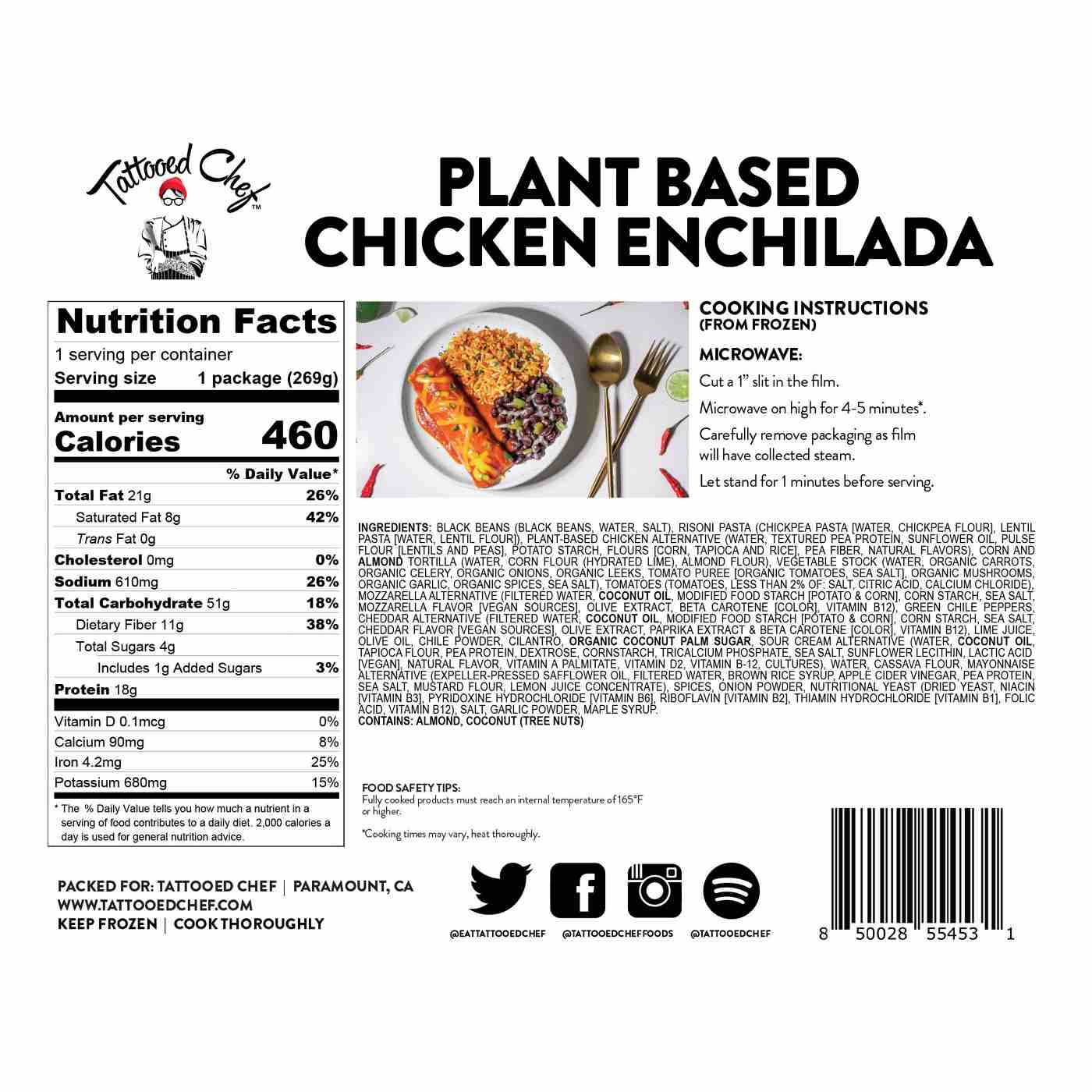 Tattooed Chef Plant Based Chicken Enchilada Shop Entrees & sides at HEB